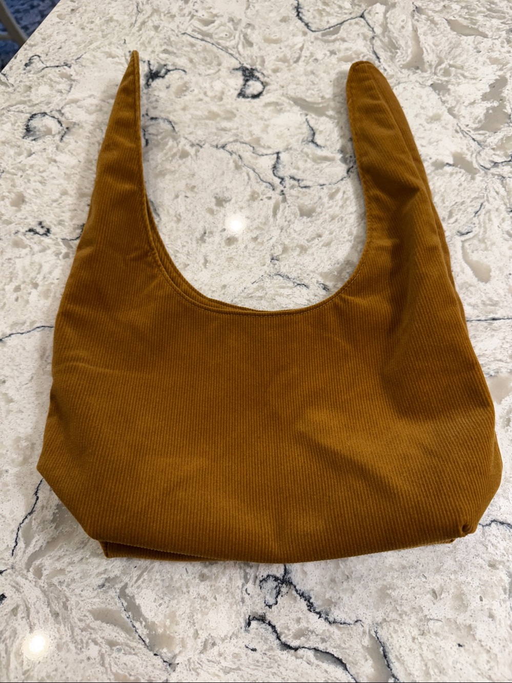MERIT Beauty Signature Corduroy Makeup Bag Tie Top Pouch Mustard Brown